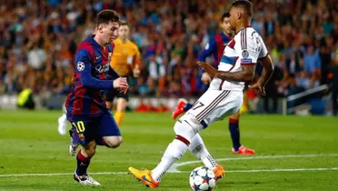 Lionel Messi, jugador del FC Barcelona, y Jerome Boateng del Bayern Múnich