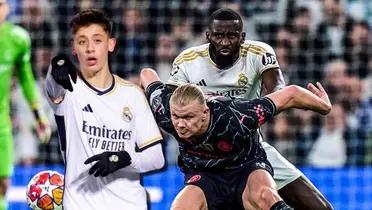 Antonio Rudiger y Arda Guler, jugadores del Real Madrid, y Erling Haaland