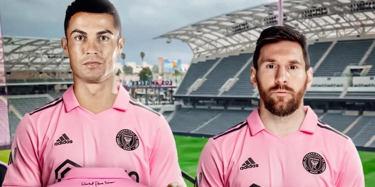 Cristiano Ronaldo y Lionel Messi, con las camisetas del Inter Miami