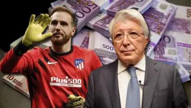 Jan Oblak y Enrique Cerezo, presidente del Atlético de Madrid