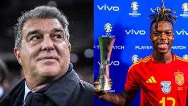 Joan  Laporta y Nico Williams