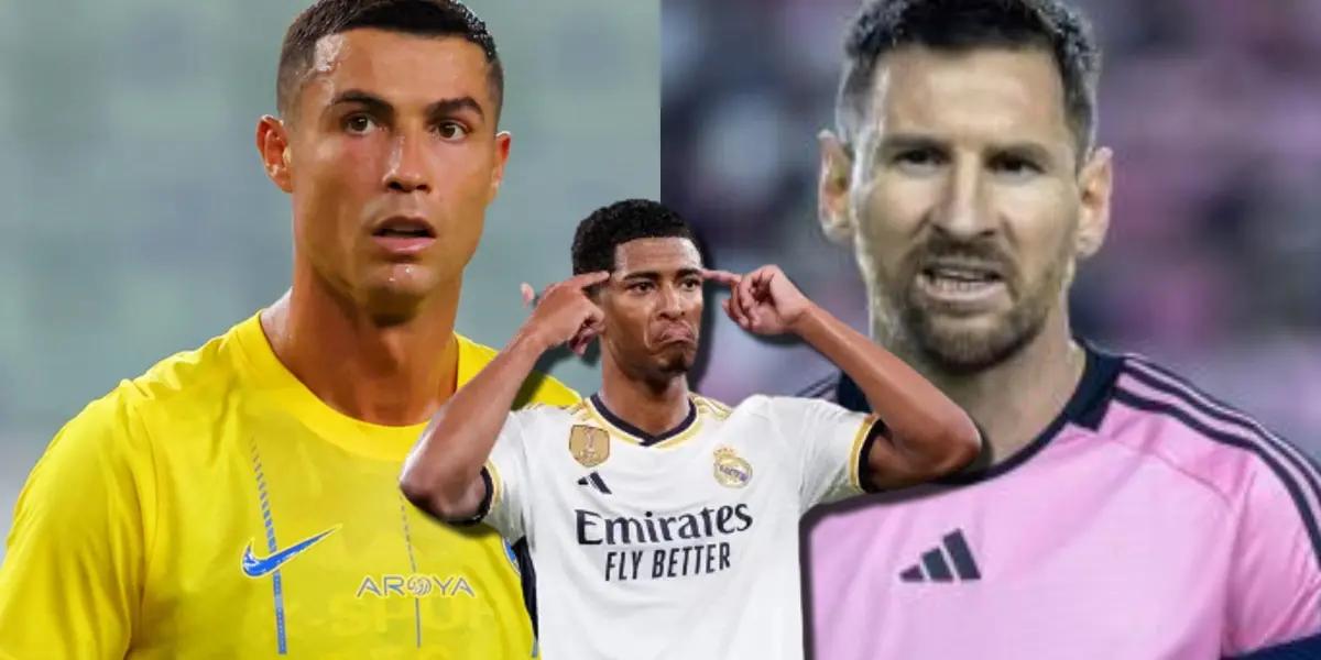 Jude Bellingham, jugador del Real Madrid, Cristiano Ronaldo y Lionel Messi