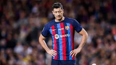 Lewandowski con la camiseta del FC Barcelona.