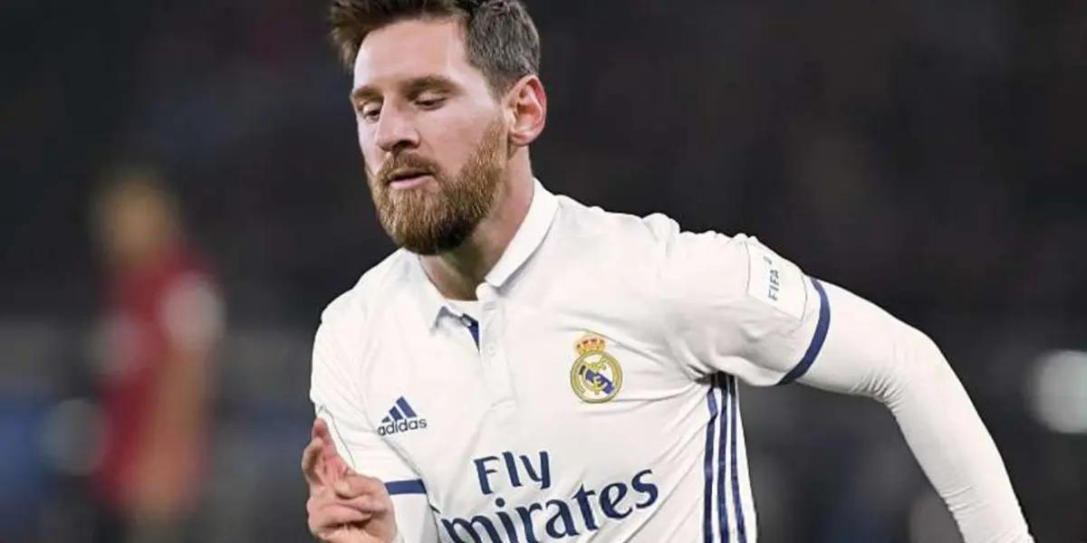 Lionel Messi con la camiseta del Real Madrid