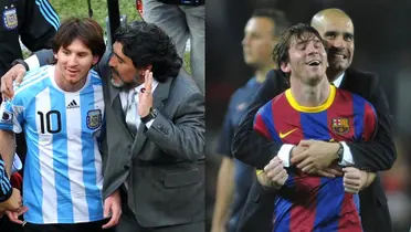 Lionel Messi con Maradona y Guardiola / Foto: Collage