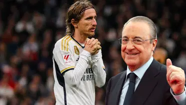 Luka Modric y Florentino Pérez, del Real Madrid