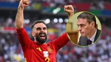 Pedro Sánchez, Carvajal festeja el título de España en la Eurocopa. (Foto: EFE)