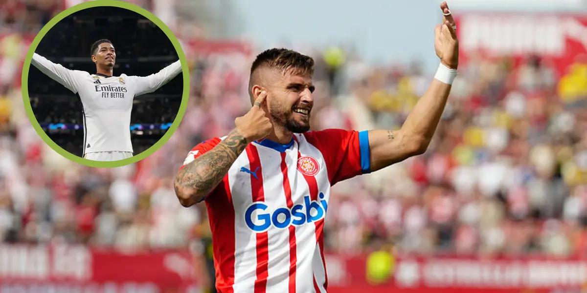 Portu festeja su gol y Bellingham celebra el suyo ante Cádiz.