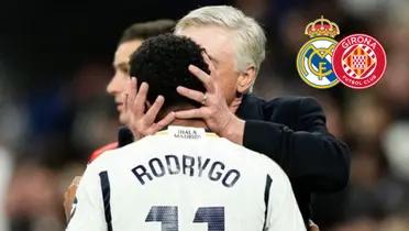 Rodrygo y Ancelotti celebrando el gol