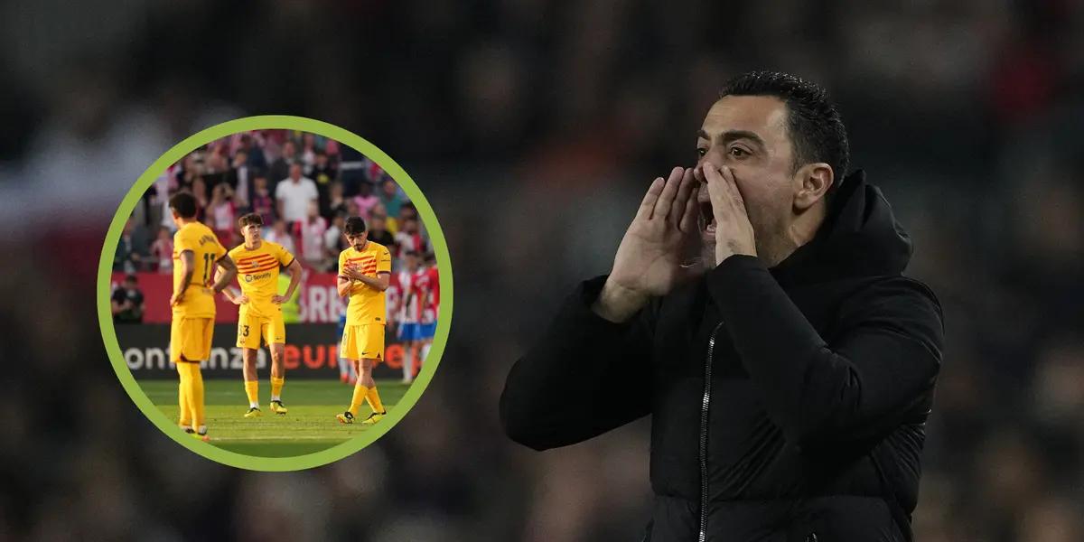 Xavi gritando, los jugadores del Barça cabizbajos tras la derrota vs Girona