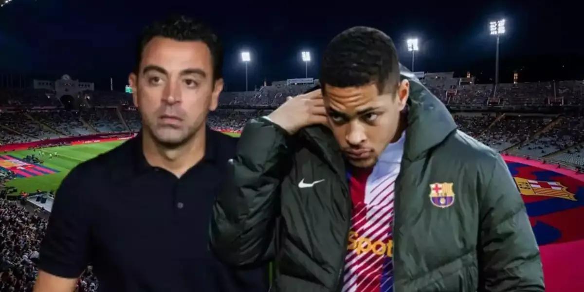 Xavi Hernández y Vítor Roque, del FC Barcelona