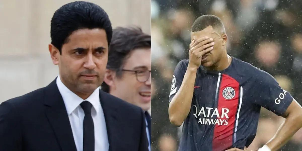 Al-Khelaifi enfrentado con Kylian Mbappé.