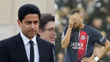 Al-Khelaifi enfrentado con Kylian Mbappé.