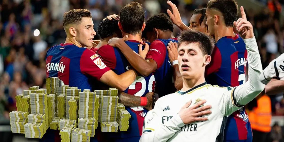 Arda Guler y jugadores del FC Barcelona