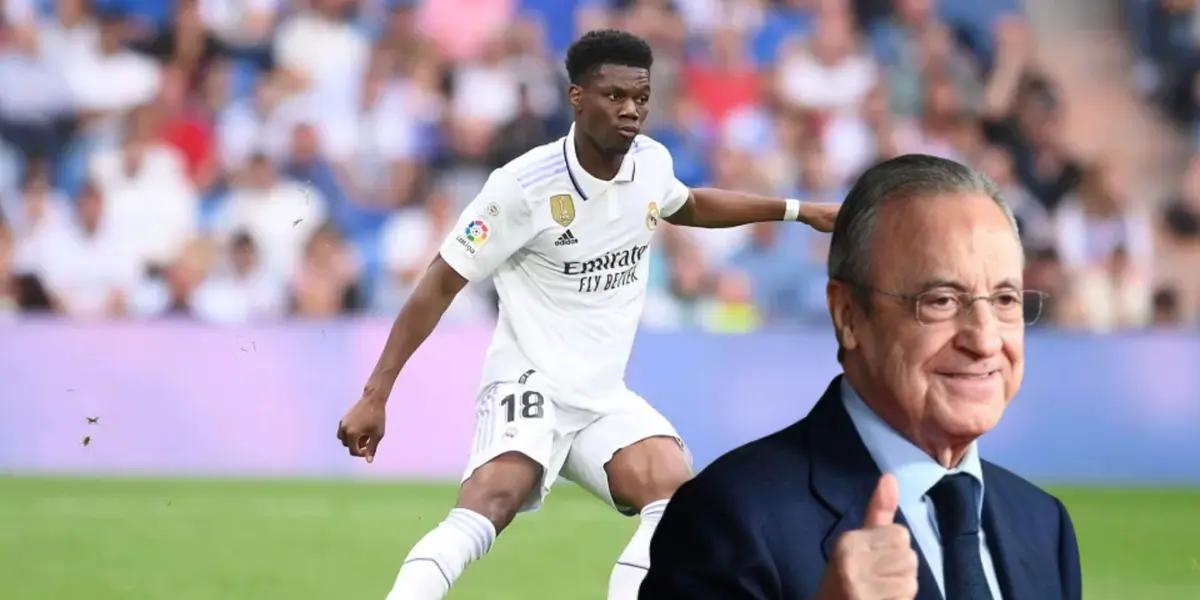 Aurélien Tchouaméni - Florentino Pérez (Foto: Real Madrid)