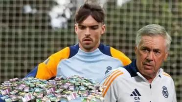 Carlo Ancelotti - Raúl Asencio (Foto: Real Madrid)