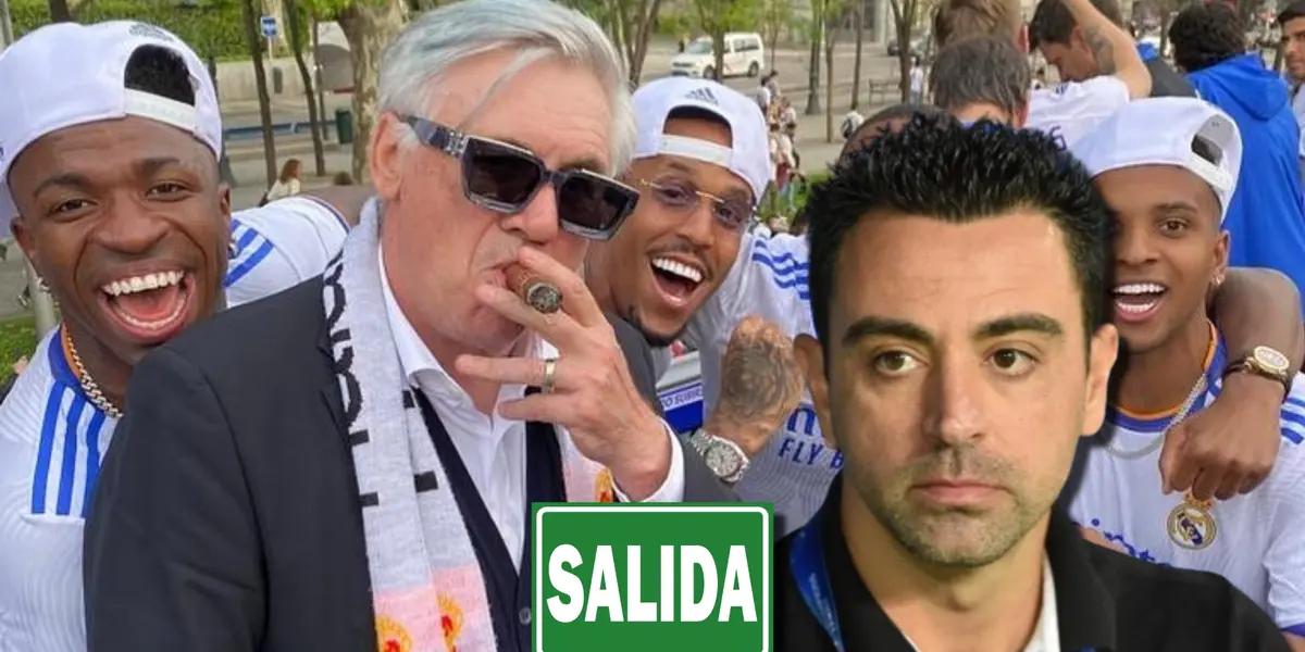 Carlo Ancelotti, técnico del Real Madrid, Xavi del FC Barcelona