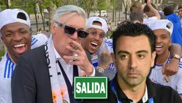 Carlo Ancelotti, técnico del Real Madrid, Xavi del FC Barcelona