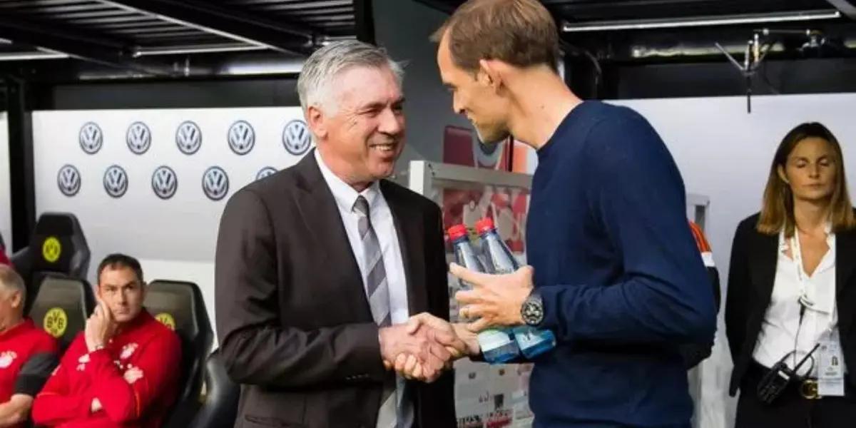 Carlo Ancelotti y Thomas Tuchel saludando