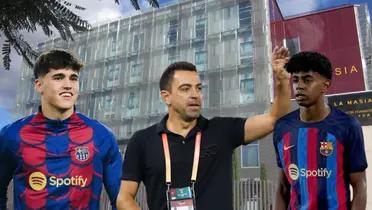 Cubarsi, Xavi y Yamal, de fondo La Masia