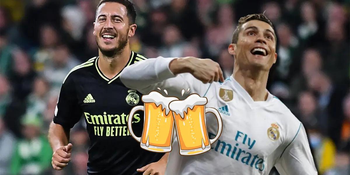 Eden Hazard y Cristiano Ronaldo con mentalidades totalmente distintas, pues uno tomaba cerveza luego de los partidos