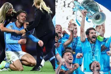 El alocado festejo de Jack Grealish tras ganar la Champions League