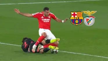 El central del FC Barcelona vio la tarjeta y fue expulsado al principio del partido