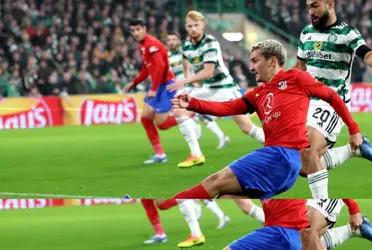 El Colchonero llegó al empate en Celtic Park a través del francés, que aprovechó un rebote luego del penal que él mismo pateó y puso las cosas 1-1