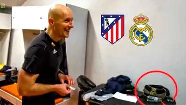 El colegiado polaco fue fotografiado con un estuche del conjunto madridista