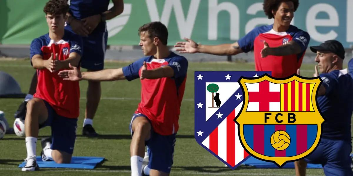 El defensa del Atlético ha entrado apartado en el gimnasio por un dolor