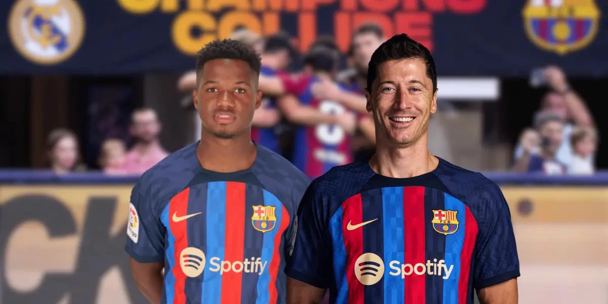 El delantero polaco tuvo un episodio polémico con el canterano culé sobre los minutos finales.