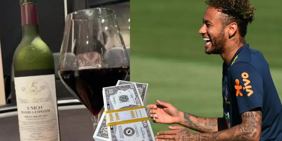 El futbolista brasileño fue objeto de críticas al ostentar un vino valuado en más de 435 euros. La bebida fue un regalo que se hizo así mismo luego de vencer en algún encuentro.