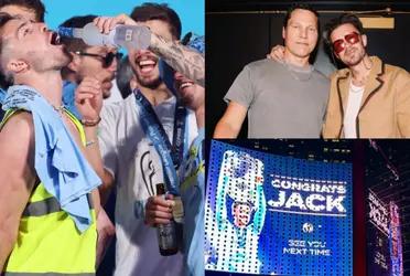 El futbolista del Manchester festejó el título de la orejona a lo grande.