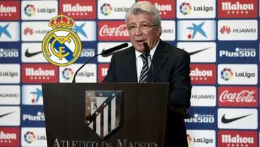 El presidente del Atlético de Madrid ha dado su opinión sobre las palabras de Courtois