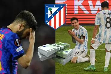 Jordi Alba se sobró en Atlético de Madrid que ahora tiene en el radar al argentino campeón del mundo por un irrisorio valor