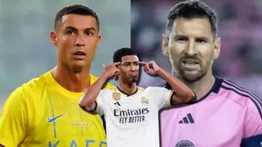Jude Bellingham, jugador del Real Madrid, Cristiano Ronaldo y Lionel Messi