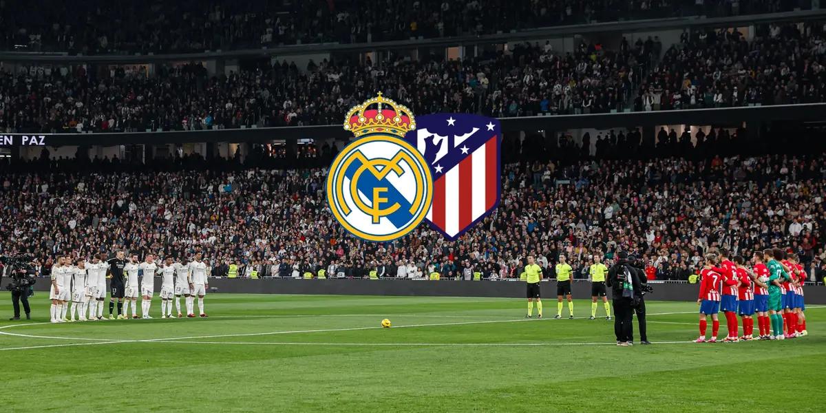 Jugadores de Atlético y Real Madrid antes del partido