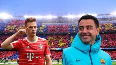 Kimmich mano en la cabeza, Xavi sonriendo