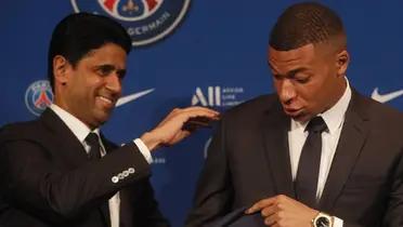 Kylian Mbappé y Nasser Al-Khelaifi, del PSG