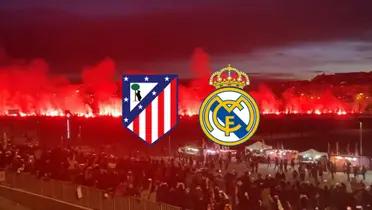 La afición del Atlético de Madrid fue a animar al equipo antes del derbi europeo