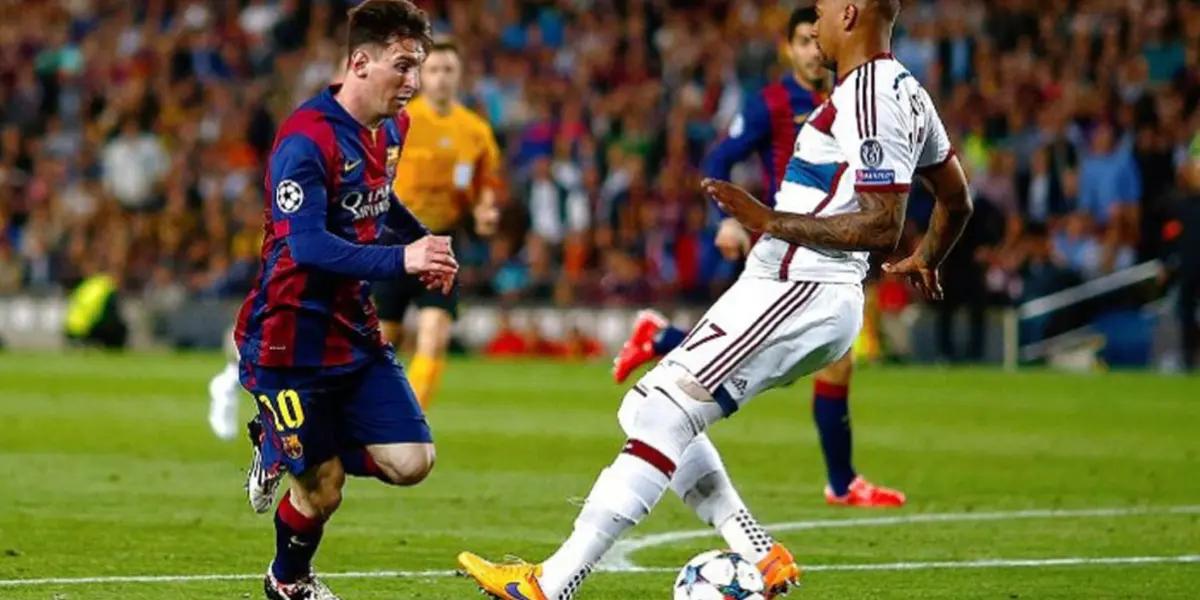 Lionel Messi, jugador del FC Barcelona, y Jerome Boateng del Bayern Múnich