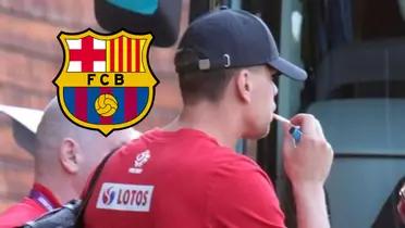 Los aficionados del club blaugrana comenzaron un cántico hacia su portero justo cuando empezaron las bengalas