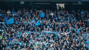 Los citizens sacaron un tifo con frase de oasis en referencia los lloros de Vinicius con el balón de oro