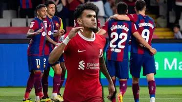 Luis Díaz y jugadores del FC Barcelona