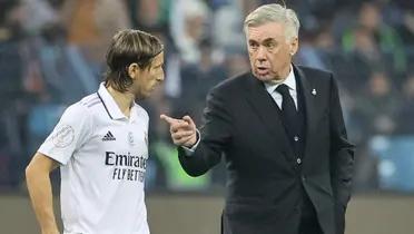 Luka Modric y Carlo Ancelotti.