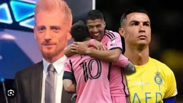 Martín Liberman con Cristiano Ronaldo y Lionel Messi con Luis Suárez de Inter Miami