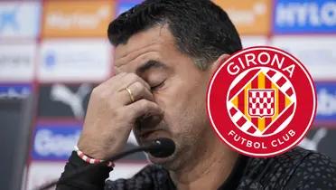 Michel, DT de Girona, se lamenta.