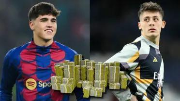 Pau Cubarsí, jugador del FC Barcelona, y Arda Guler del Real Madrid