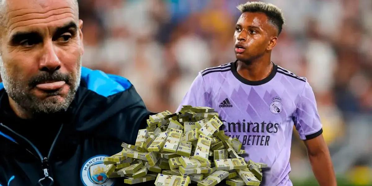 Pep Guardiola y Rodrygo Goes