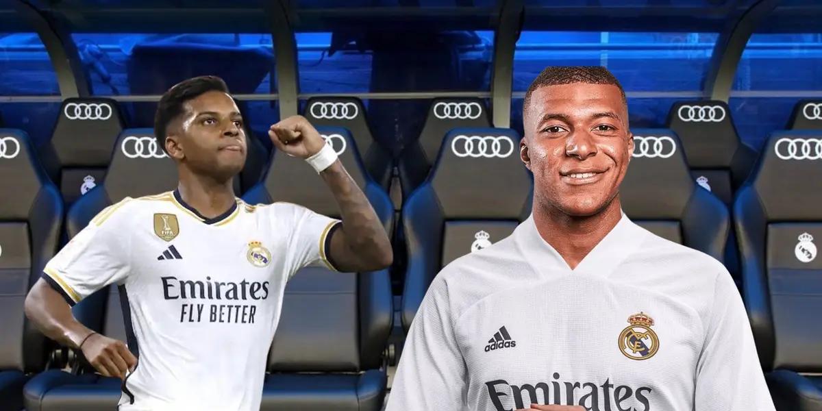 Rodrygo celebra, Mbappé riendo